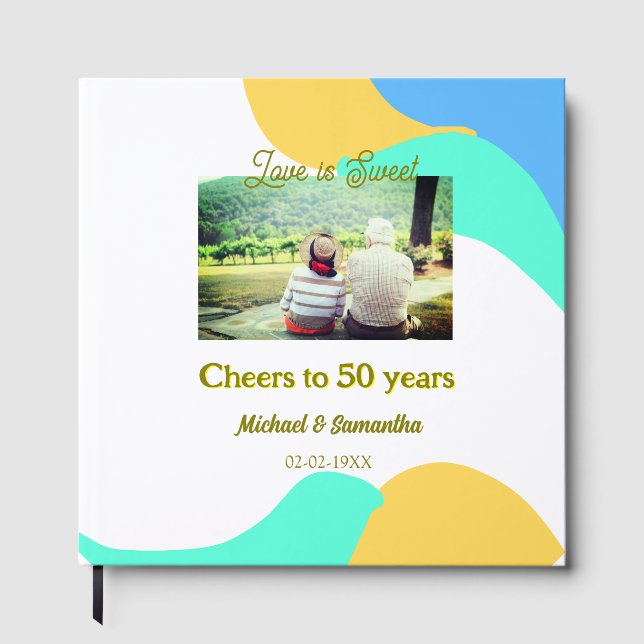 Libro De Visitas feliz 50 aniversario el amor es Dulce retro (Anverso)