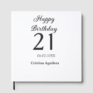 Libro De Visitas Feliz cumpleaños 21 negrita letra simple nombre mí