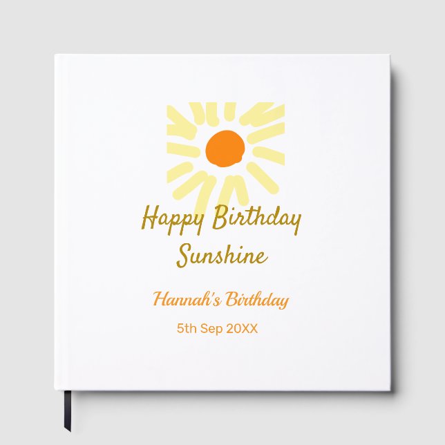 Libro De Visitas Feliz cumpleaños amarillo naranja cumpleaños boho (Anverso)