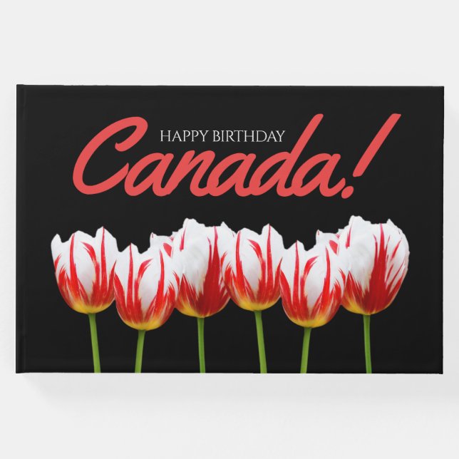 Libro De Visitas Feliz cumpleaños Día de Canadá, Tulipanes de hojas (Anverso)