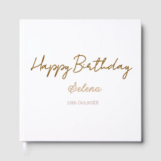 Libro De Visitas feliz cumpleaños nombre fecha marrón púrpura paste