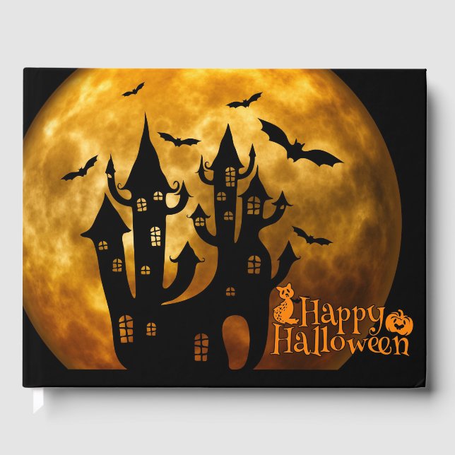 Libro De Visitas Feliz Halloween (luna llena) (Anverso)