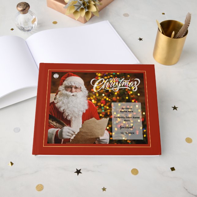 Libro De Visitas Feliz Navidad Santa Claus Personalizado del logoti (Anverso Abierto)