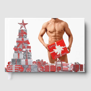 Libro De Visitas Feliz Navidad SlipperyJoe regalo rojo blanco plate