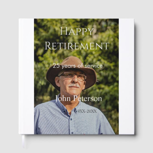 Libro De Visitas Feliz retiro foto nombre años de servicio (Anverso)