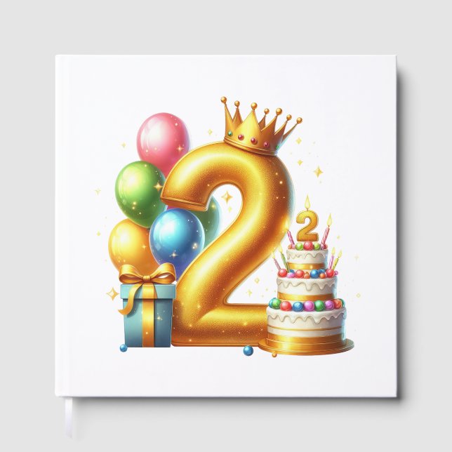 Libro De Visitas Feliz segundo cumpleaños dorado (Anverso)