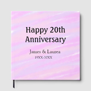 Libro De Visitas Feliz vigésimo aniversario nombre rosa púrpura pas
