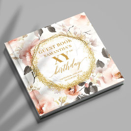 Libro De Visitas Feminine Dusty Pink Ivory Gold Birday Guest Book