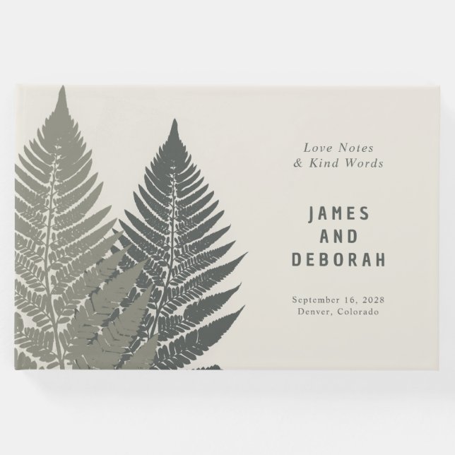Libro De Visitas Fern Botanical Modern Minimal Woodland Boda (Anverso)