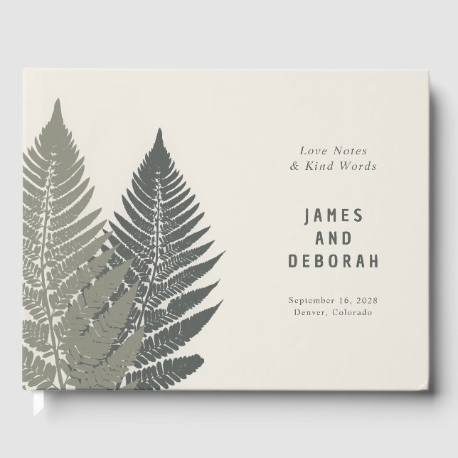 Libro De Visitas Fern Botanical Modern Minimal Woodland Boda (Anverso)