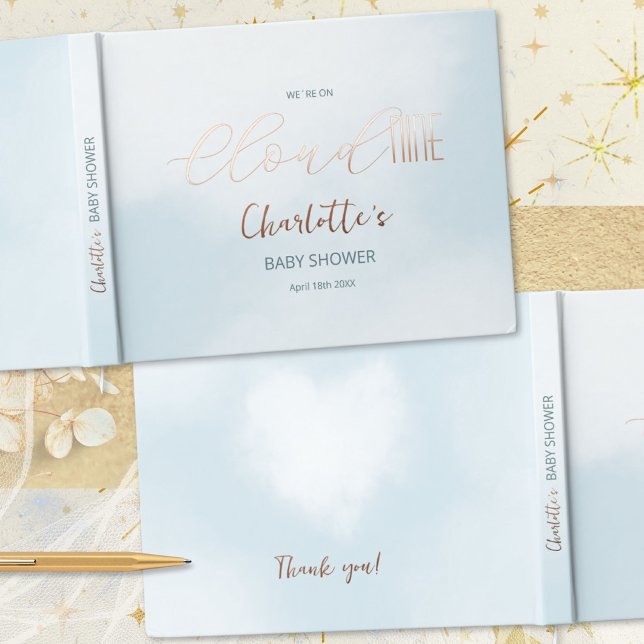 Libro De Visitas Festejo de Baby Shower Cloud 9 Celeste (Cloud 9 Celestial Blue Baby Shower Foil Guest Book ©Susanne Sachers - Sunny Mind 🌞)