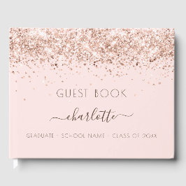 Libro De Visitas Festejo de graduación oro rosa rosado de color ros