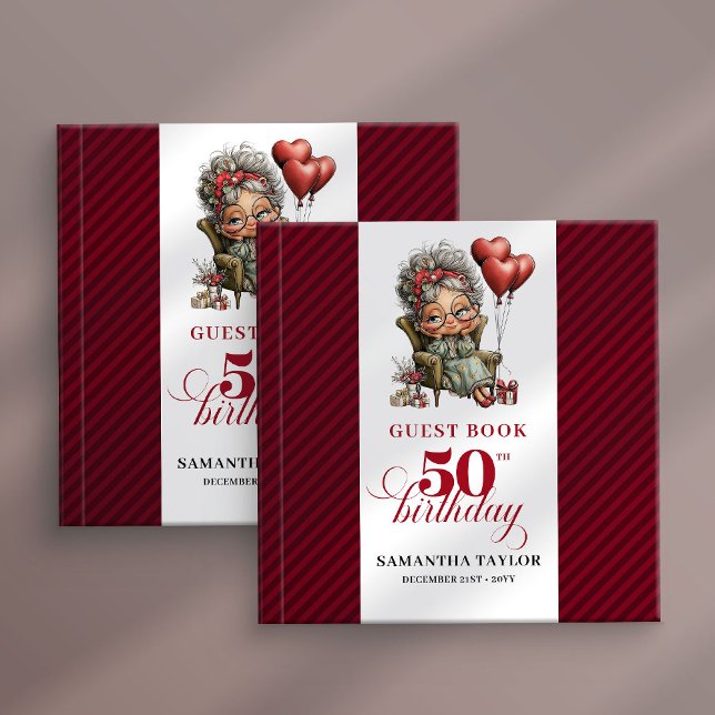 Libro De Visitas Festive funny 50th woman event guest sign book (Festive funny 50th woman event guest sign book)