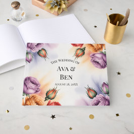 Libro De Visitas Festive Purple Orange and Red Roses Wedding