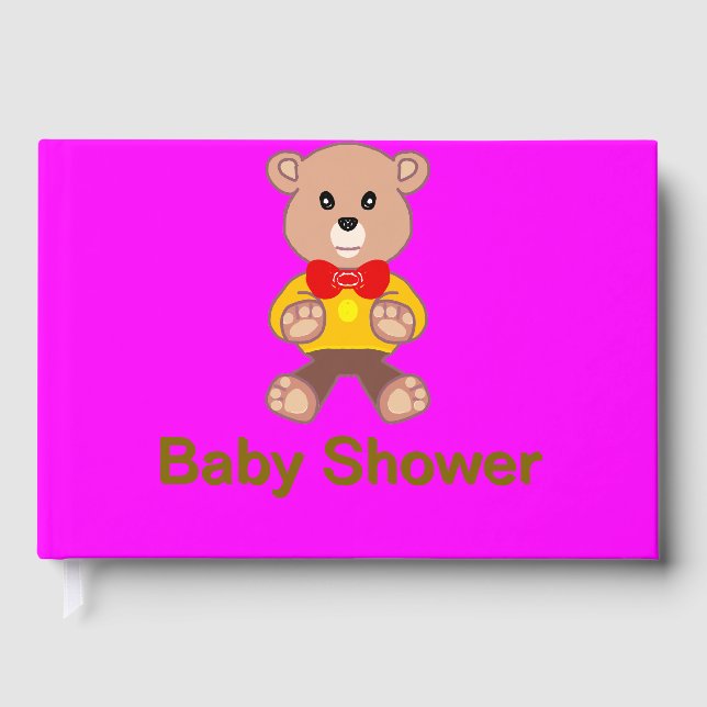 Libro De Visitas Festividad divertidaCute Bowtie TeddyBear BabyShow (Anverso)