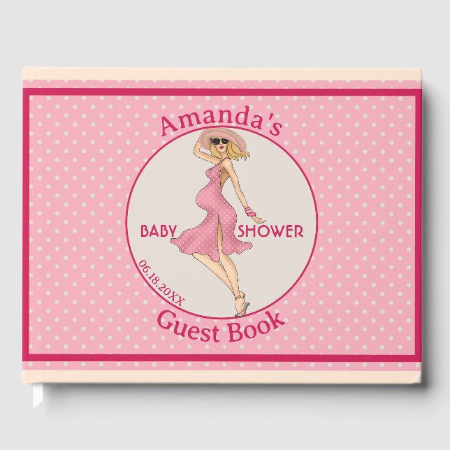 Libro De Visitas Fiesta Baby Shower Retro Mommy Blonde (Anverso)