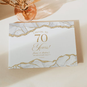 Libro De Visitas Fiesta de Aniversario de Bodas de Agata Oro Blanco