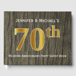 Libro De Visitas Fiesta de Aniversario del Boda Rustic, Faux Gold