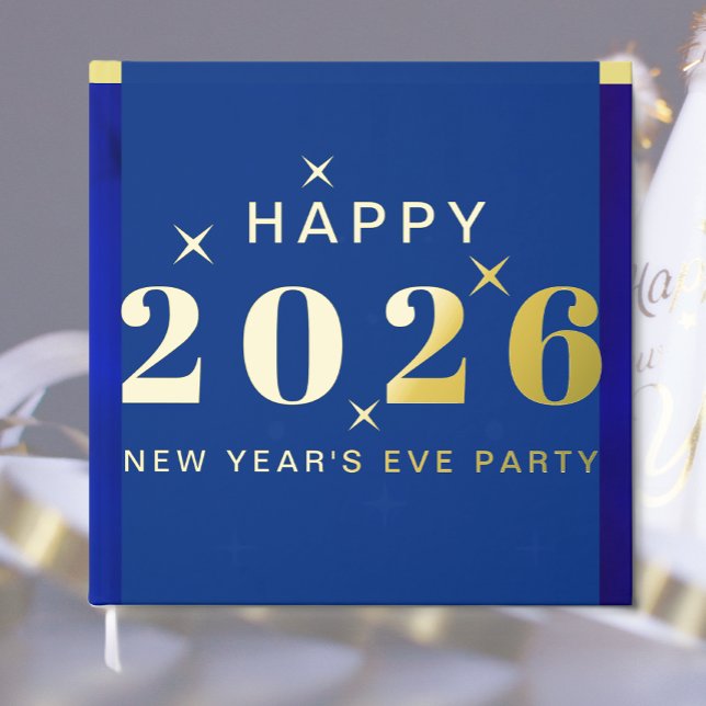 Libro De Visitas Fiesta de Año Nuevo (New Year's Eve Holiday Party Foil Guest Book (front))