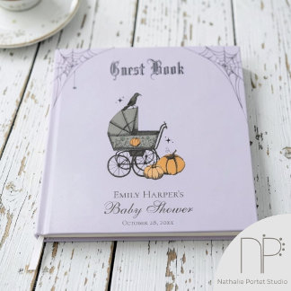 Libro De Visitas Fiesta de Baby Shower con Foto de Purple A Baby is