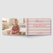 Fiesta de Baby Shower con Foto de Rayas Rosadas