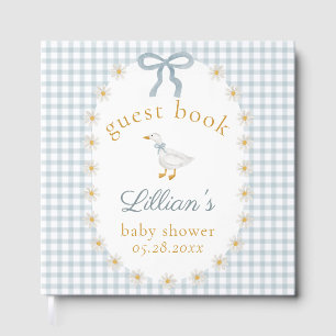 Libro De Visitas Fiesta de Baby Shower Silly Goose Blue Gingham Cot