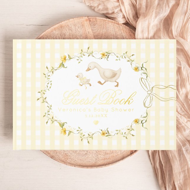 Libro De Visitas Fiesta de Bebé Caprichosa de Gingham Amarillo de G (Subido por el creador)