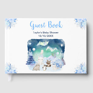 Libro De Visitas Fiesta de Bebé de Animales Árticos de Aurora Borea