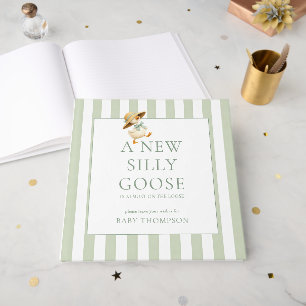 Libro De Visitas Fiesta de Bebé Silly Goose Sage Stripes