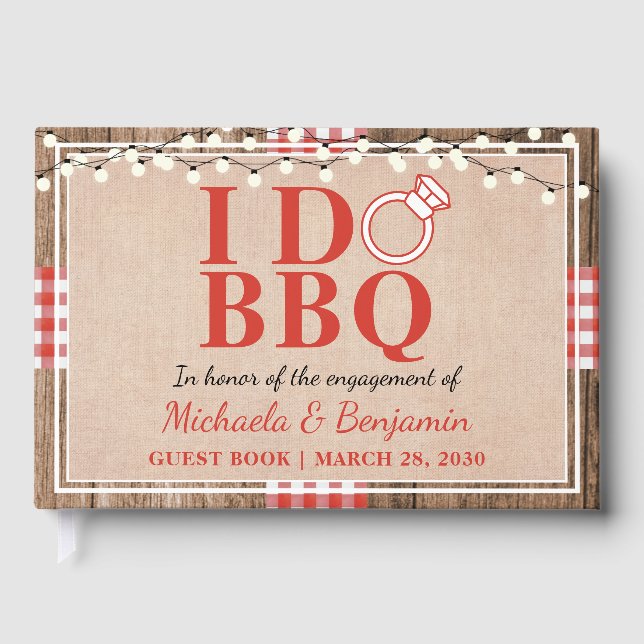 Libro De Visitas Fiesta de compromiso Rustic I Do BBQ para parejas (Anverso)