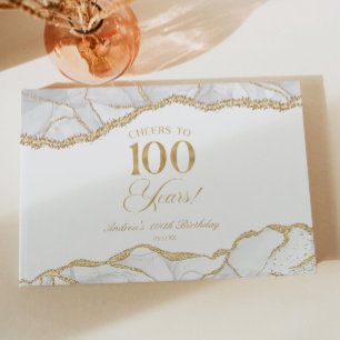 Libro De Visitas Fiesta de cumpleaños 100 años elegante de ónice co