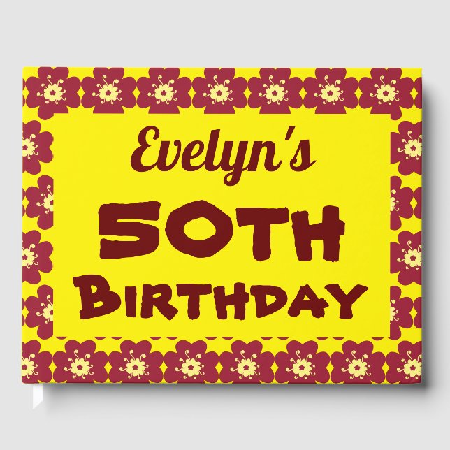 Libro De Visitas Fiesta de cumpleaños 50 de la Flor Roja (Anverso)