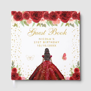 Libro De Visitas Fiesta de Cumpleaños de Princesa de Piel Oscura co
