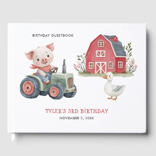 Libro De Visitas Fiesta de cumpleaños del Tractor de Cerdo de la Gr