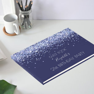 Libro De Visitas Fiesta de cumpleaños nombre azul marino