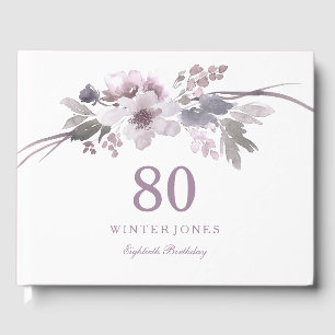 Libro De Visitas Fiesta de cumpleaños número 80 floral de invierno