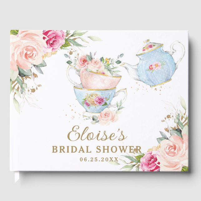 Libro De Visitas Fiesta de Despedida de Soltera de Té Alto Floral R (Anverso)