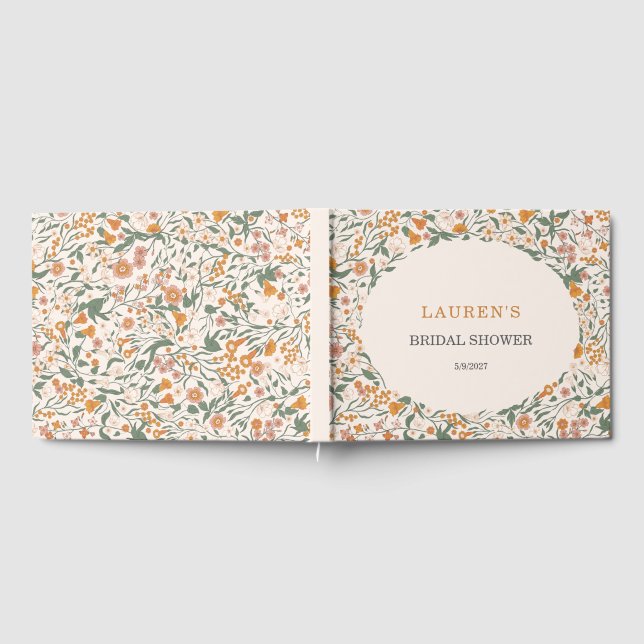 Libro De Visitas Fiesta de Despedida de Soltera Floral Boho Groovy  (Lleno)