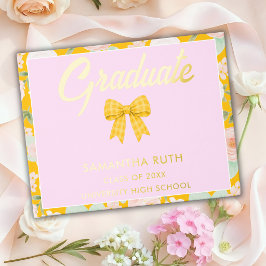 Libro De Visitas Fiesta de Graduación con Lazo de Gingham Amarillo