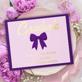 Libro De Visitas Fiesta de Graduación con Lazo de Gingham Morado