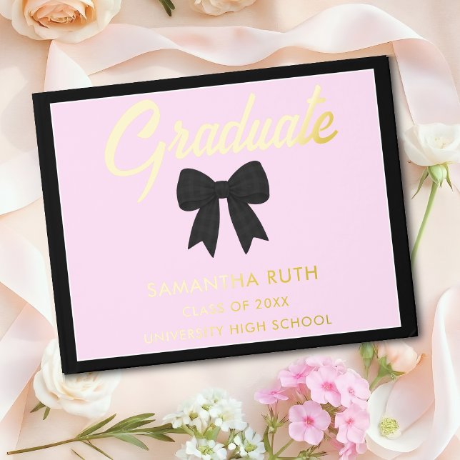 Libro De Visitas Fiesta de Graduación con Lazo de Gingham Negro (Subido por el creador)
