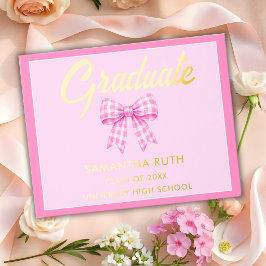 Libro De Visitas Fiesta de Graduación con Lazo de Gingham Rosa