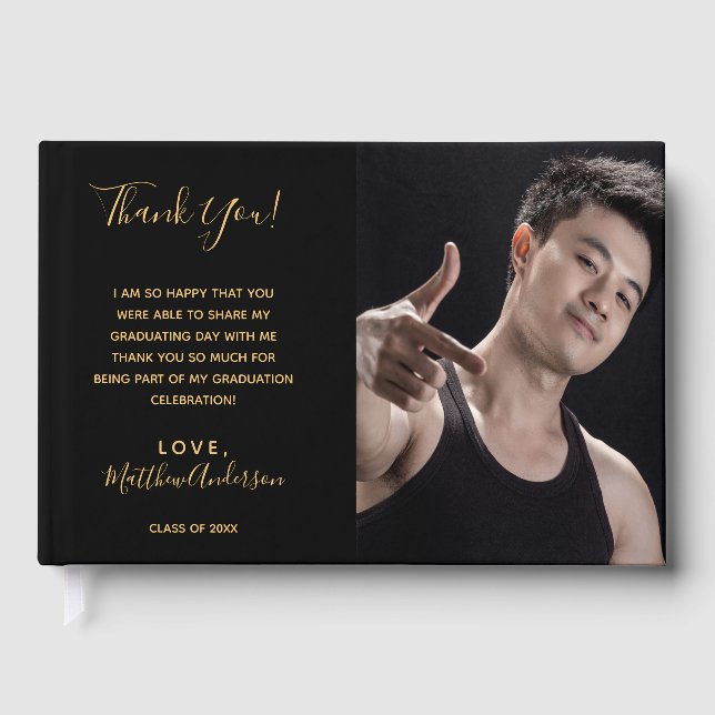 Libro De Visitas Fiesta de graduación foto negra gracias (Anverso)