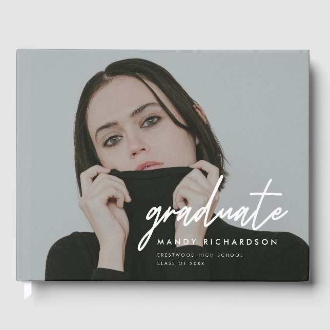 Libro De Visitas Fiesta de Graduación Personalizada con Guión de Fo (Anverso)