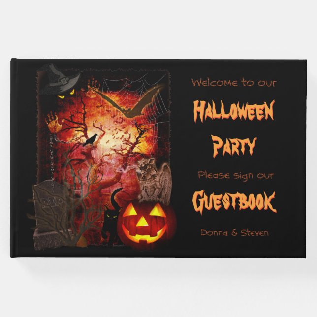 Libro De Visitas Fiesta de Halloween (personalizable) (Anverso)