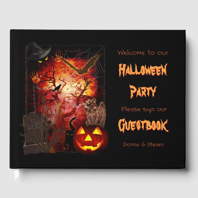 Libro De Visitas Fiesta de Halloween (personalizable) (Anverso)