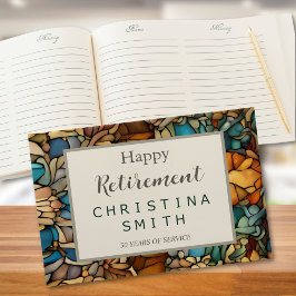 Libro De Visitas Fiesta de Jubilación de Vidrio Manchado con Mosaic