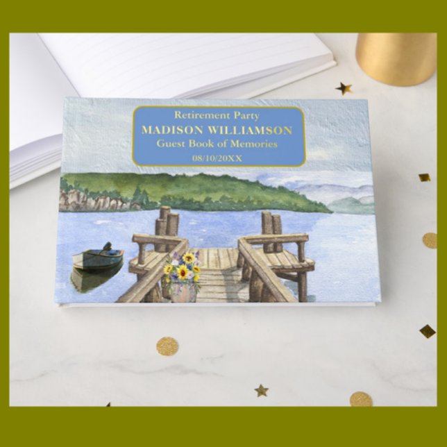 Libro De Visitas Fiesta de Jubilación Lago Dock Relieve metalizado  (Subido por el creador)