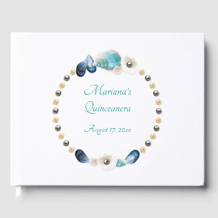 Libro De Visitas Fiesta de Quinceañera Bajo el Mar Caracol Teal Azu