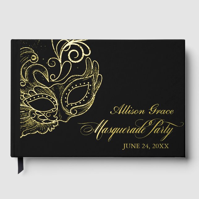 Libro De Visitas Fiesta de Quinceañera con Máscaras (Anverso)